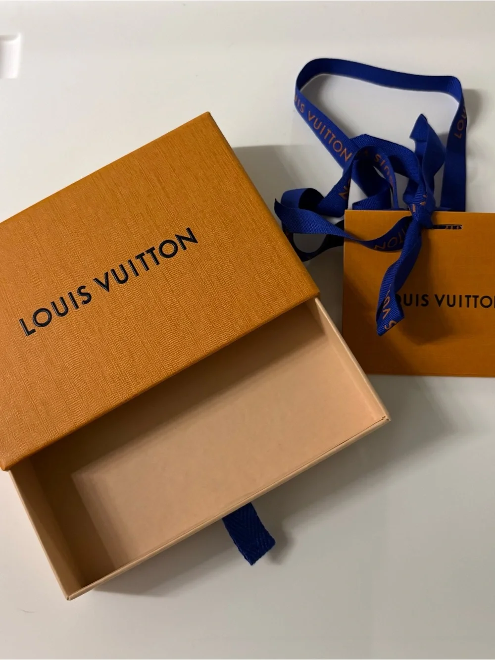 Louis Vuitton Small Wallet or card case gift box and gift tag with ribbon